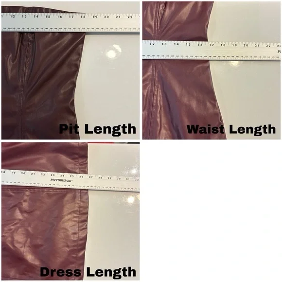 New Princess Polly Hailey Strapless Mini Dress Size 12 in Burgundy Vegan Leather - Picture 4 of 4